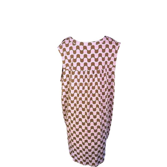 Cato Womens Sleeveless Pink Brown Wave Print Tunic Top With Button Details 18/20 - Picture 2 of 8